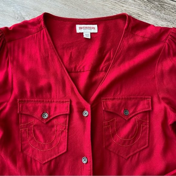 True Religion V Neck Button Down Blouse - Picture 7 of 14